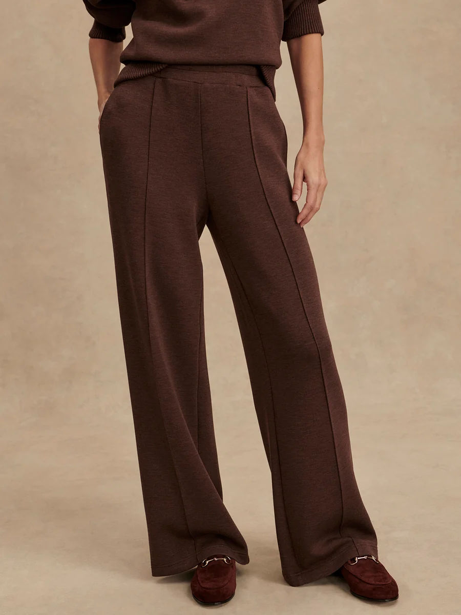 The Wide Leg Pant 28-Coffee Bean Marl