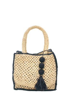 Kimba Crochet Handbag Sphere Tassel Charm Embellishment