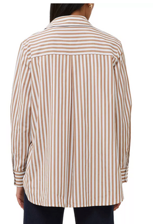 Woven Cotton Collar Neck Button Down Brown