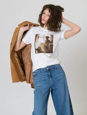 Try And Make Me Mushie Tee Worn White