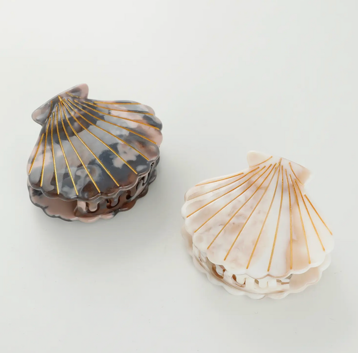 Calacatta Seashell Claw Clip - Grey/Mauve