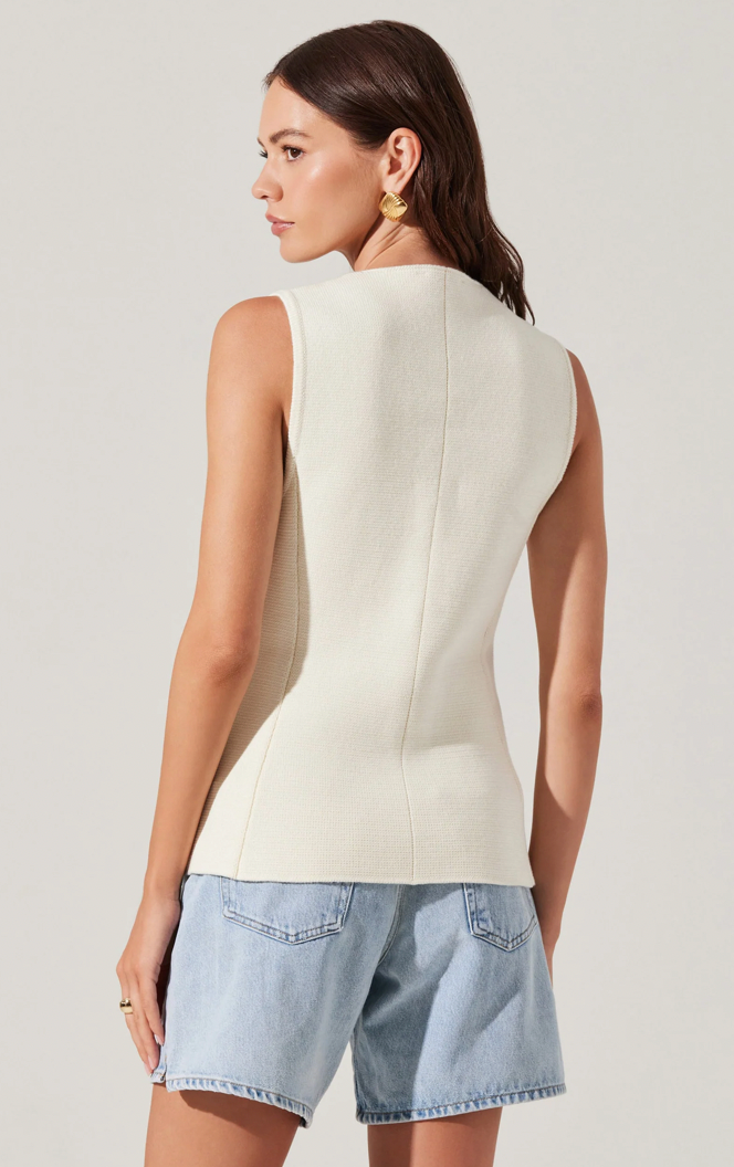 Jayce V-Neck Sweater Vest Cream