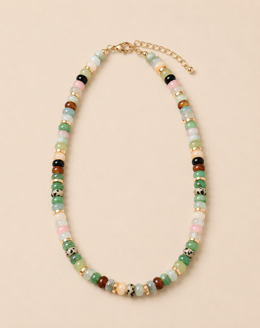 Claudet Collection-Flat Beaded Shades of Green/Gold