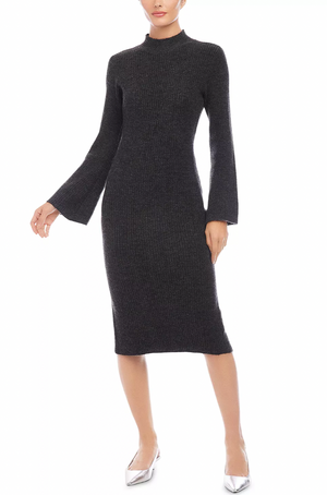 Midi Length Sweater Dress Charcoal