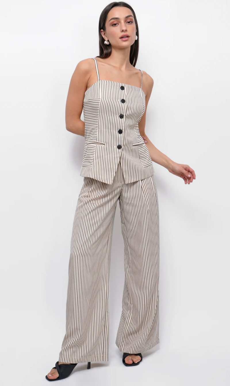Stefani Pull Up Trouser Sand/Black