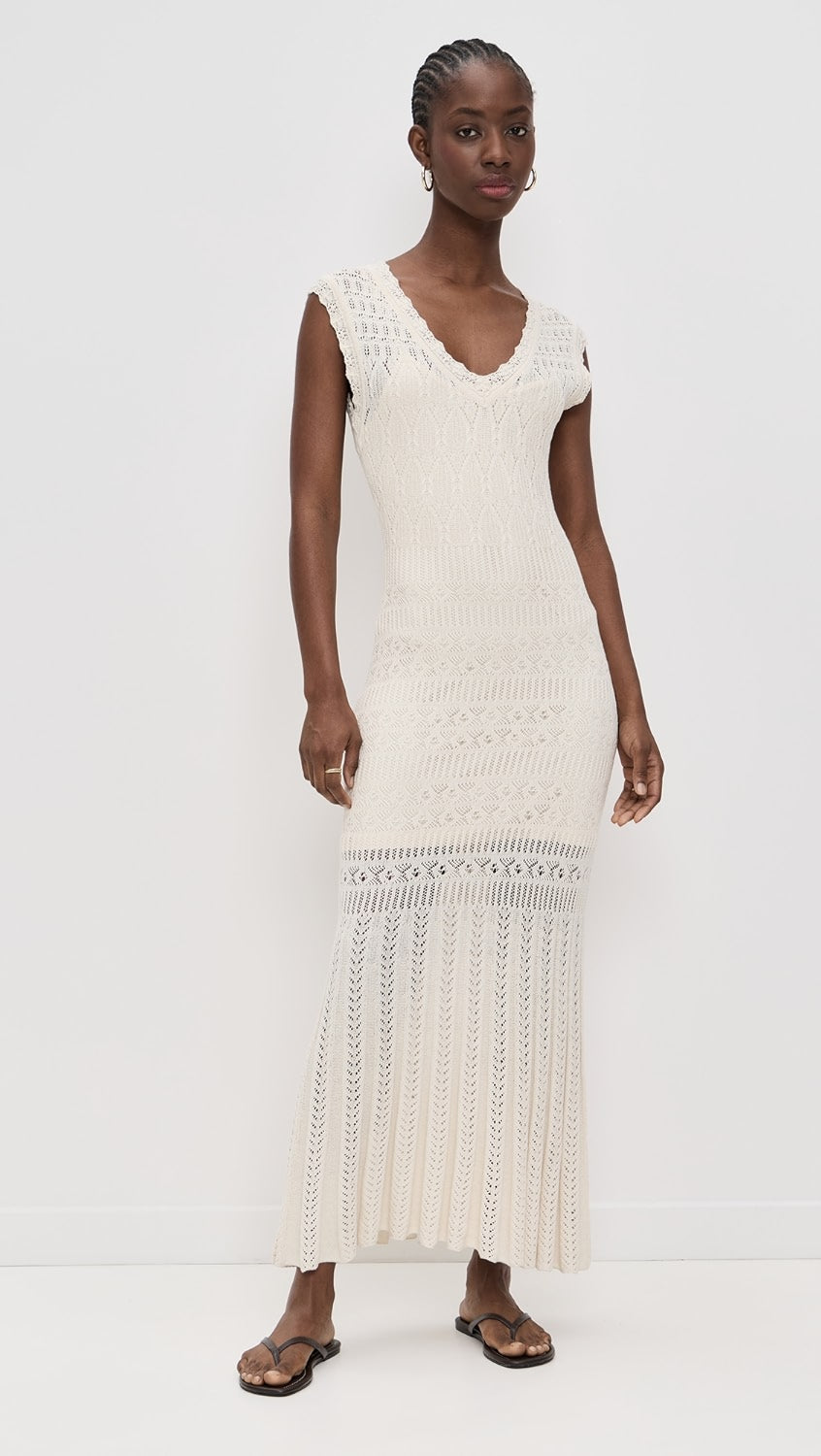 Marsella Crochet Midi Dress Sea Salt