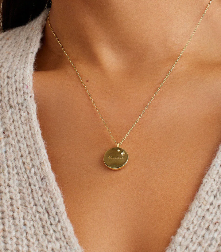 Zodiac Necklace Gold- Aquarius