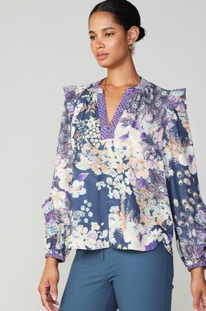 Peacock Floral Blouse Navy Multi