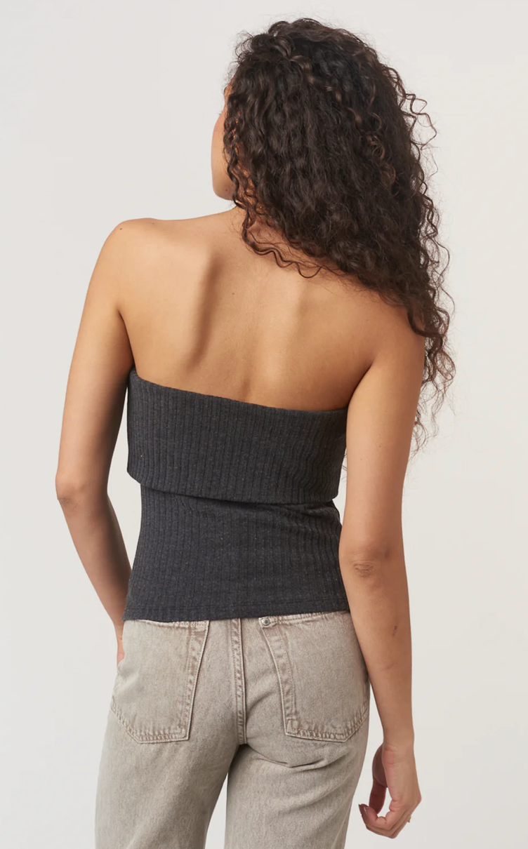 Filomena Rib Tube Top Black