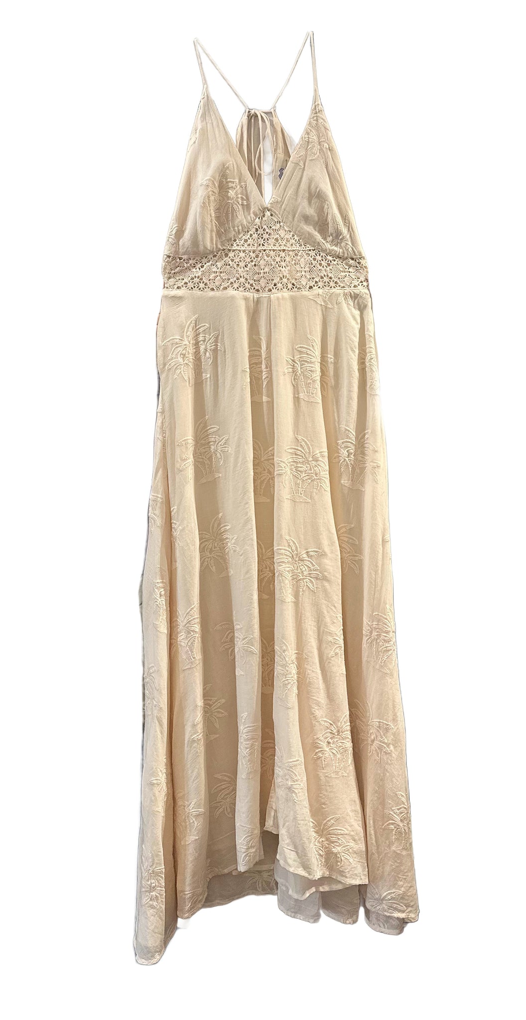 Isabella Maxi Dress Cream Palm Embroidery