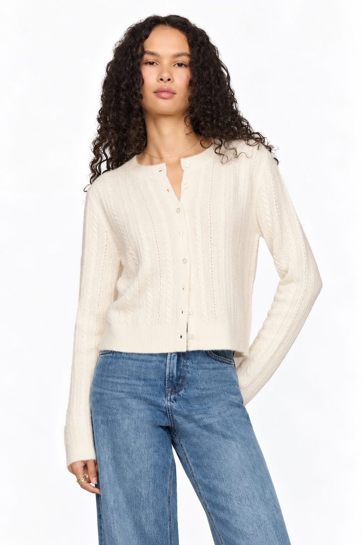 Medina Pointelle Cardigan-Cloud