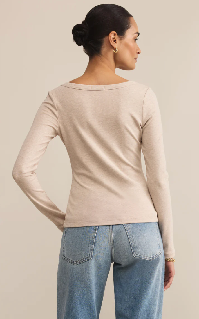 Second Skin Scoop Neck Top Oatmeal Heather
