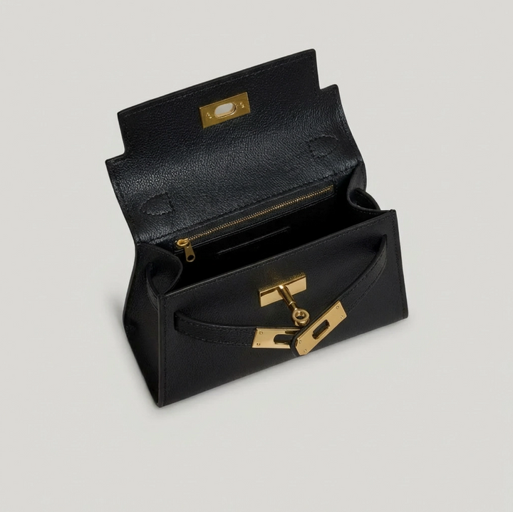 Victoria Leather Small Tote-Black