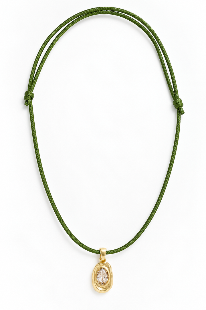 Stella Moss Silk Cord/Gold Pendant