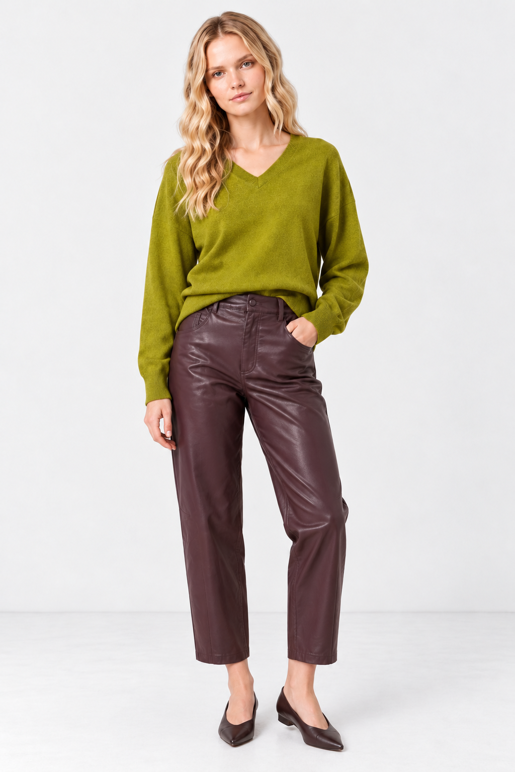 Cindy V-Neck Sweater-Chartreuse
