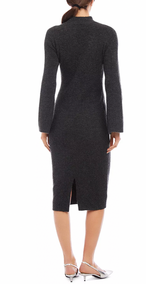 Midi Length Sweater Dress Charcoal