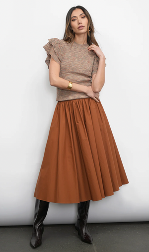 Rowe Crewneck Flutter Slv -Brown