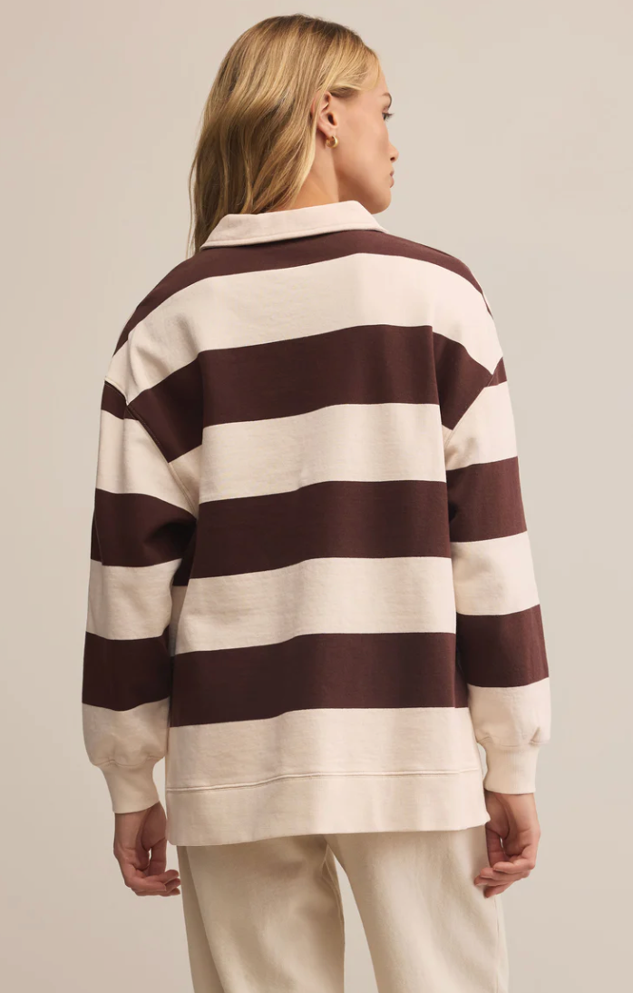 Rugby Brushed Fleece Henley Sandalwood