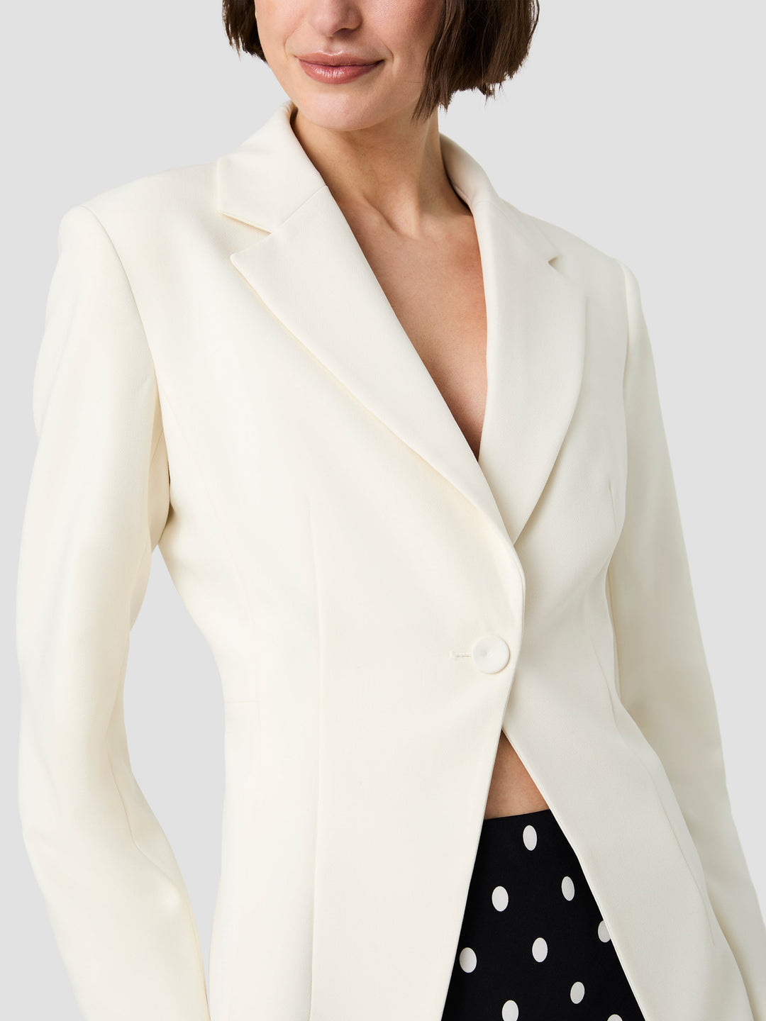 Azra Twill Cinched Blazer-Porcelain Cream