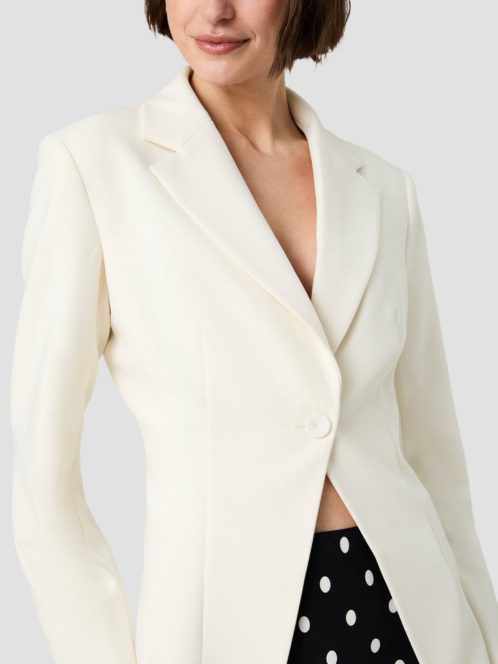 Azra Twill Cinched Blazer-Porcelain Cream