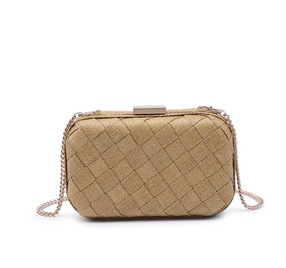 Addie Woven Straw Clutch Natural