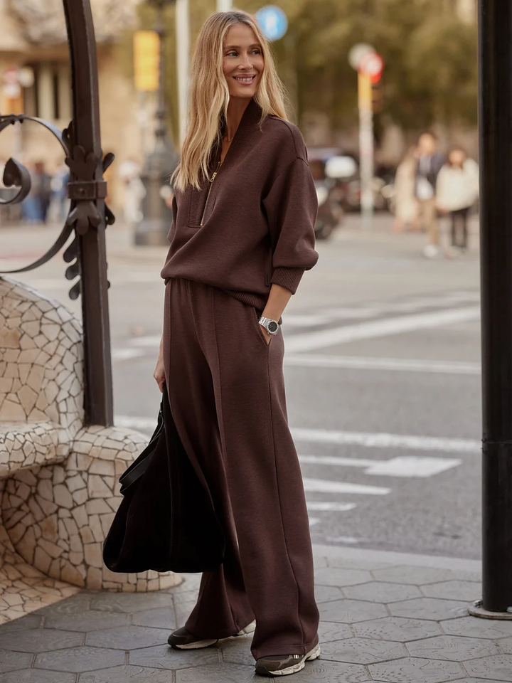 The Wide Leg Pant 28-Coffee Bean Marl