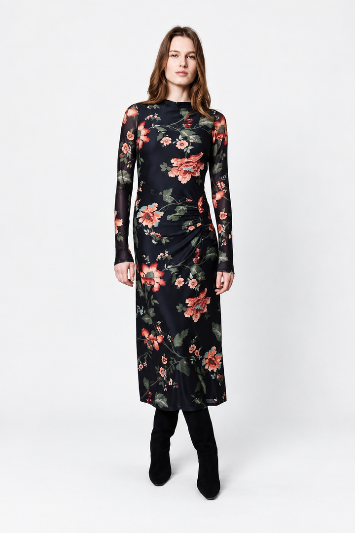 Katya Midi Dress-Fleur Print