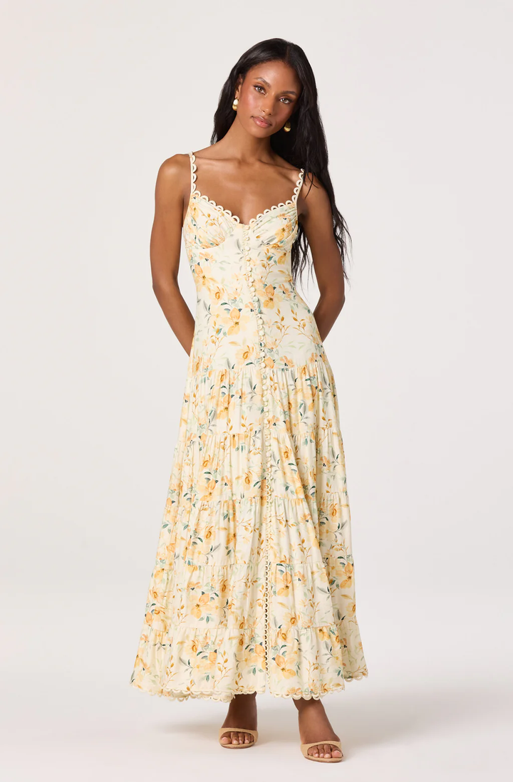Tazia Dress-Yellow Cream Floral