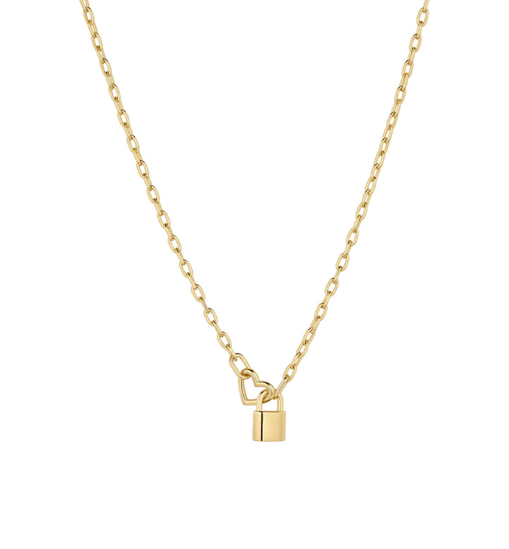 Heart Padlock Interlocking Necklace-18K Gold Plated