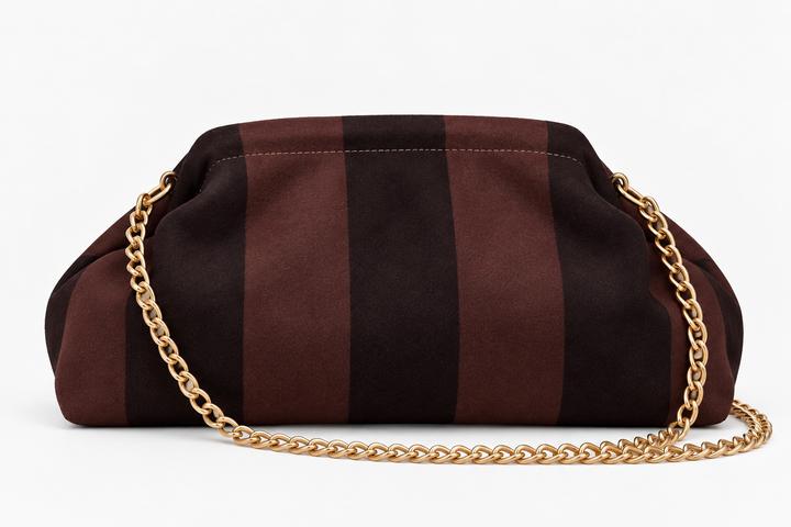 Dani Striped Pochette Clutch-Black