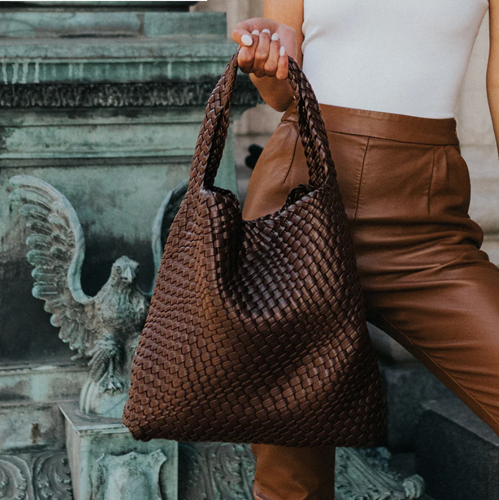 Large Brown  Woven Tote Bag