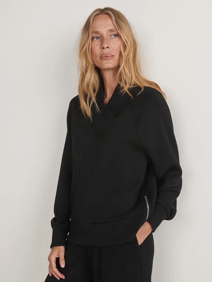 Macie Zip Hem Sweat-Black