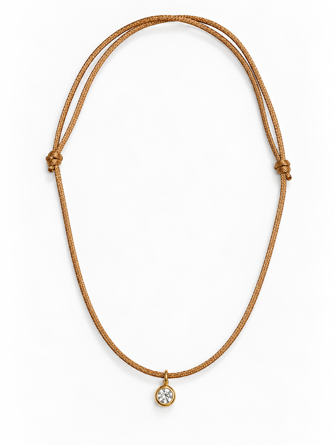 Ana Camel Silk Cord/Gold Pendant