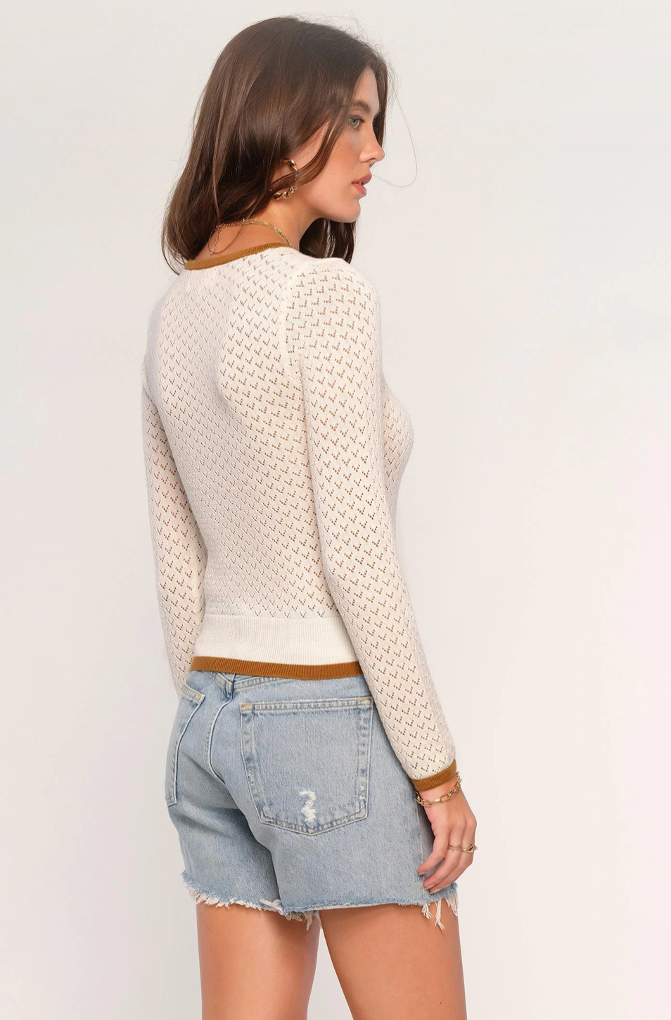 Dorothy Top Pointelle Stitch Eggshell