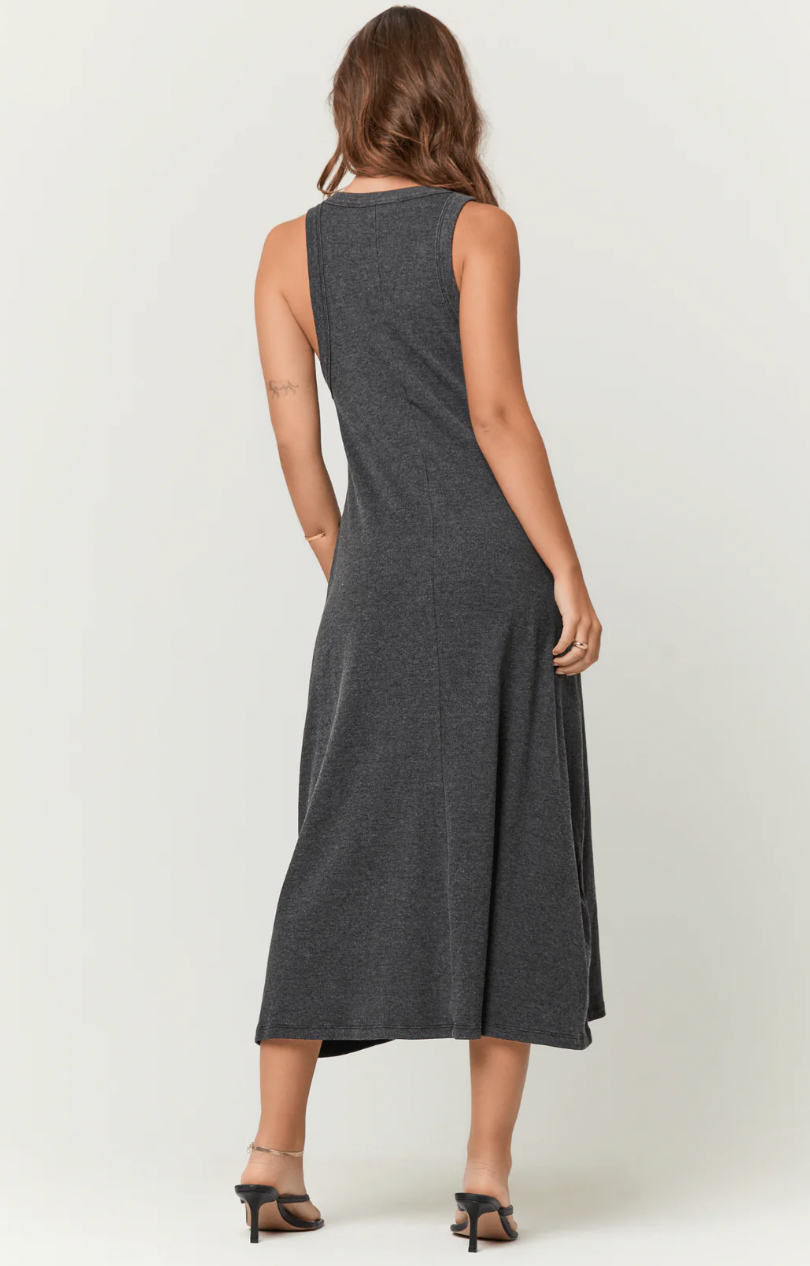 Yuma Scoop Neck Rib Tank Dress Black