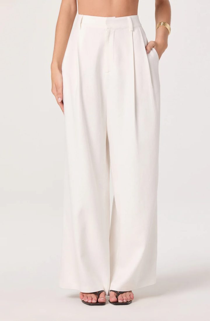Talulla Wide-Leg Linen Pants-Off White
