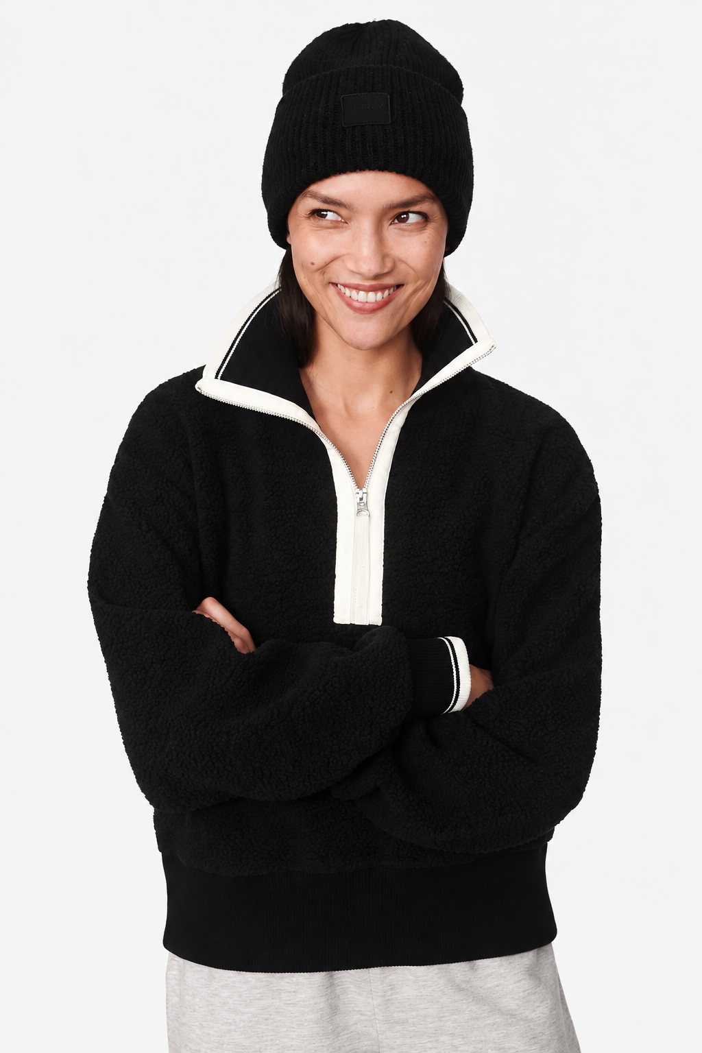 Anika Half Zip Fleece-Black