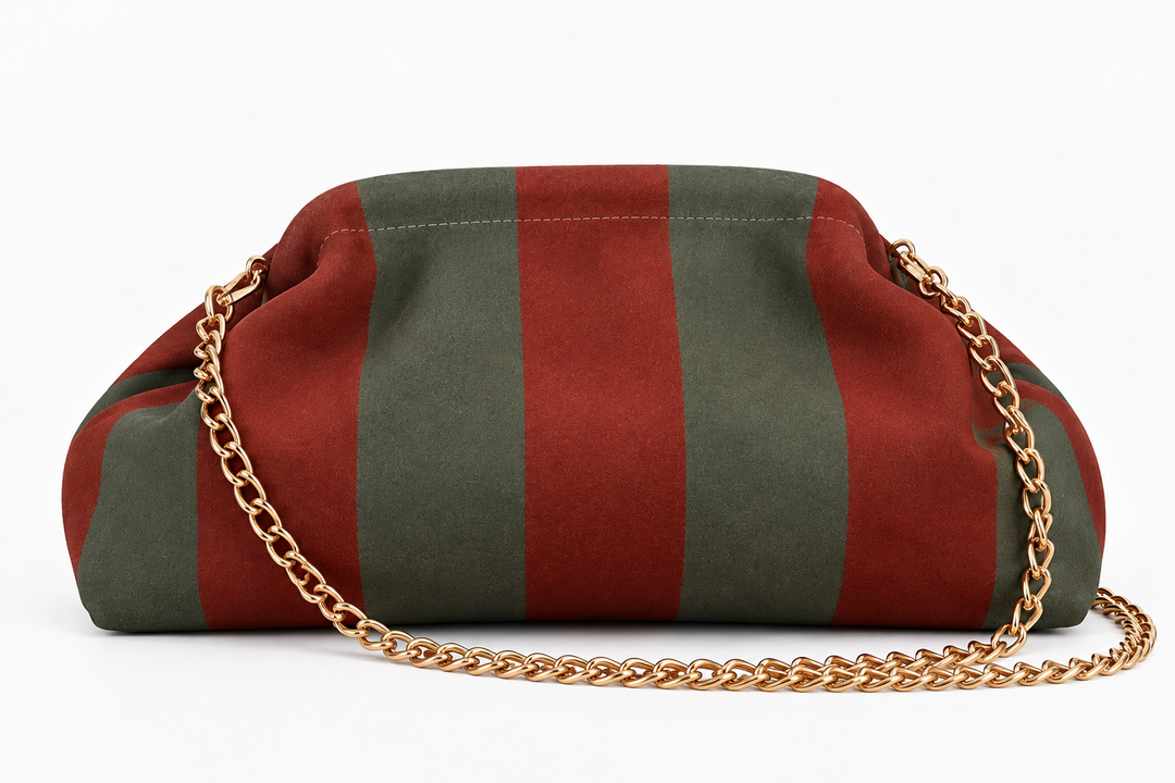 Dani Striped Pochette Clutch-Green