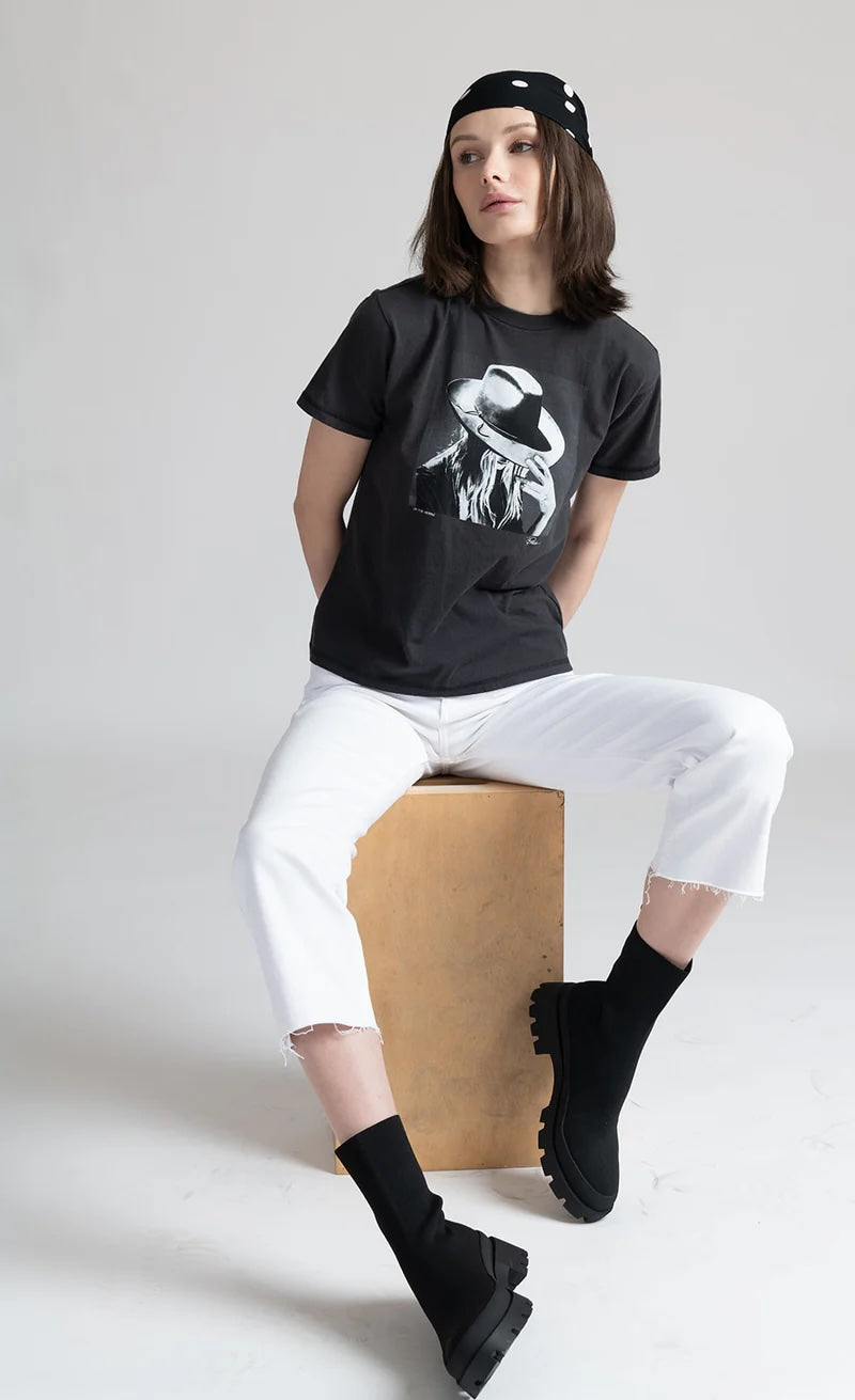 On The Verge Mushie Tee Worn Black