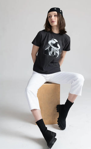 On The Verge Mushie Tee Worn Black