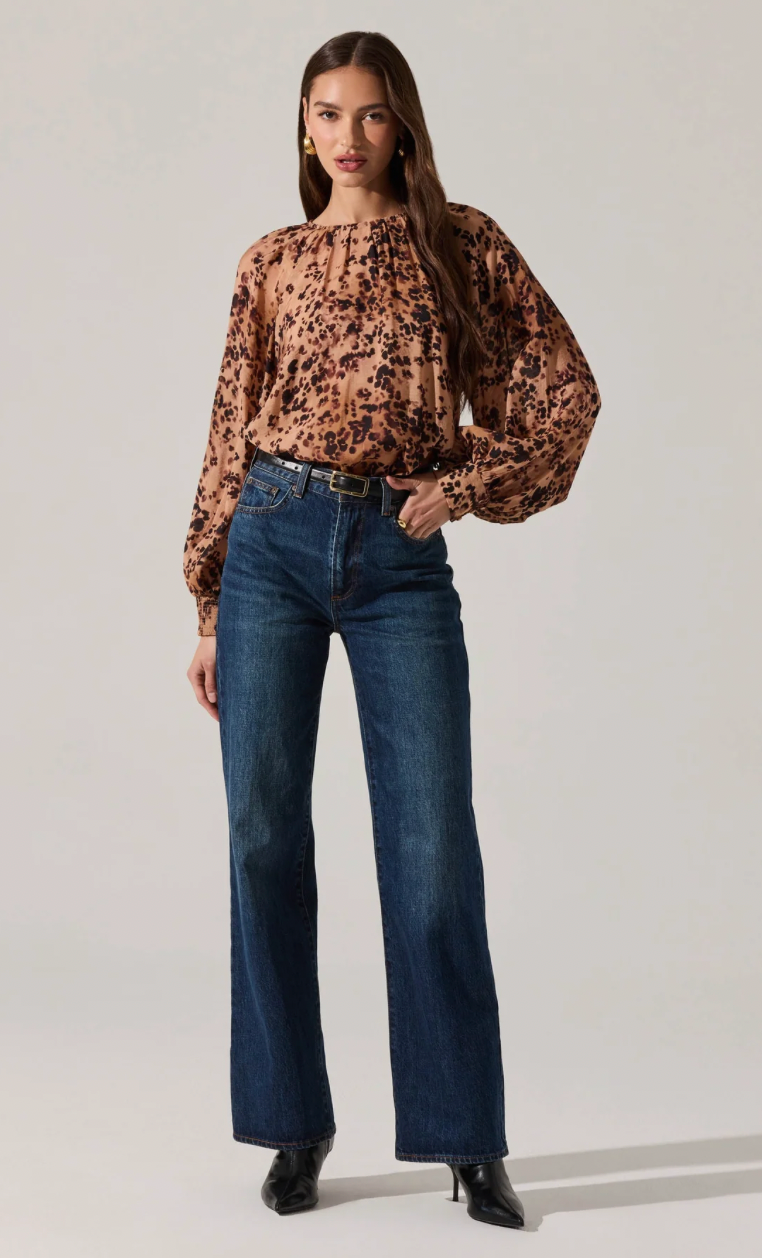 Reyen Leopard Ballon Slv- Taupe