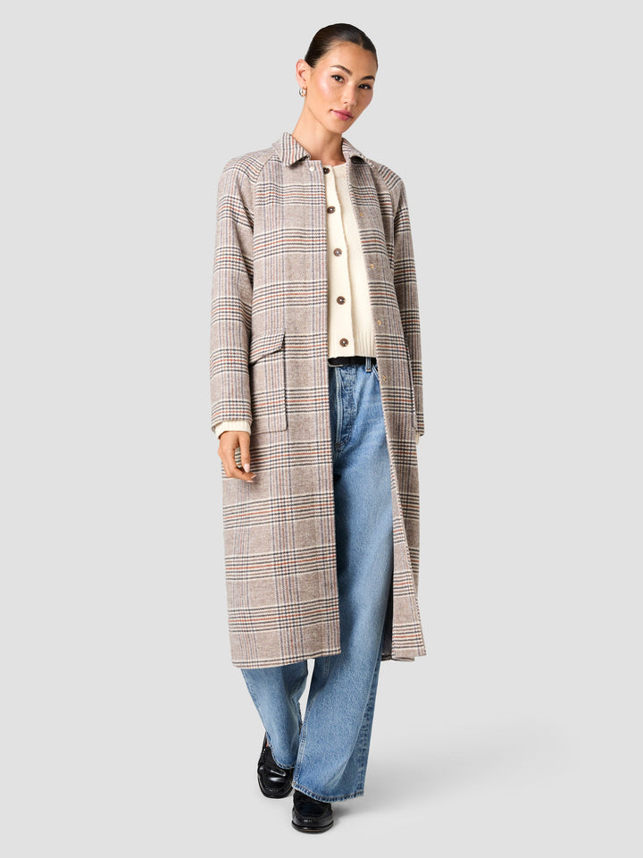 Sutton Plaid Tailored Coat-Ash Gray Multi