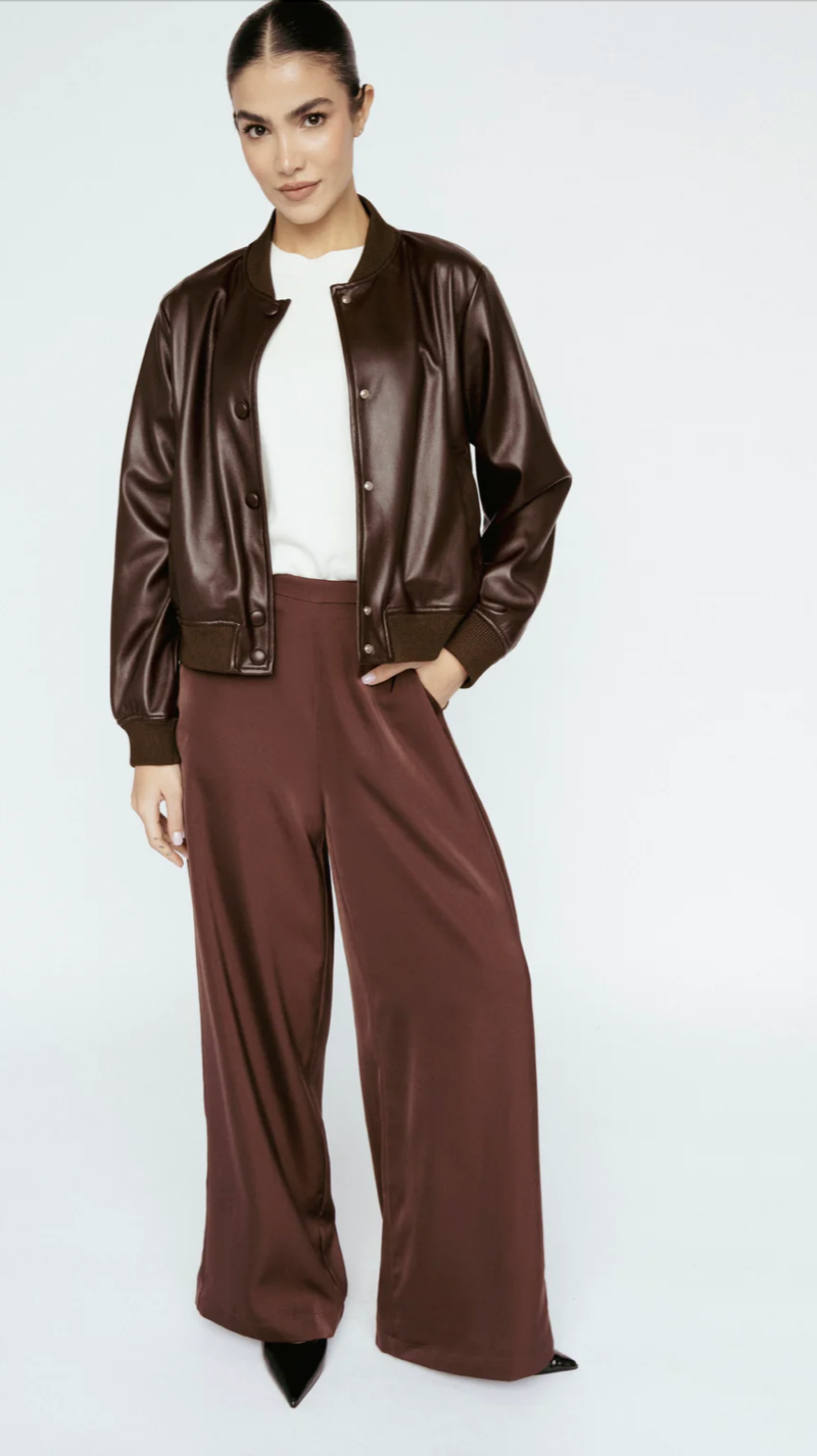 Satin Wide Leg Pant Mahogany