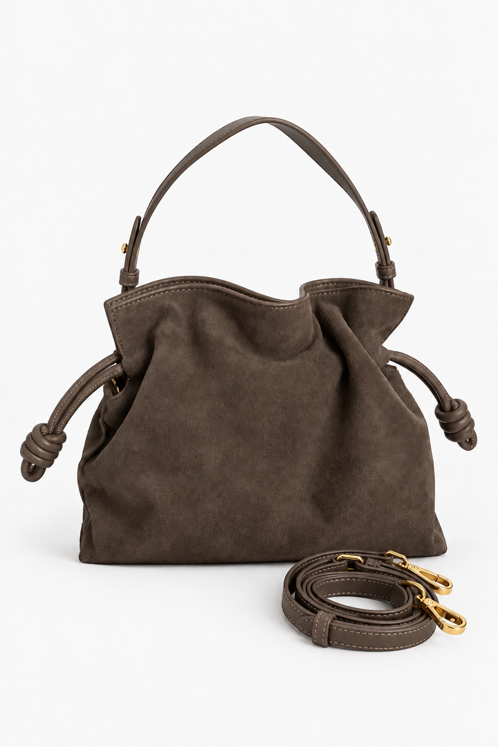Lucia Suede Tote  - Dark Taupe
