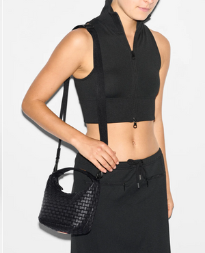 Mini Woven Hobo Black