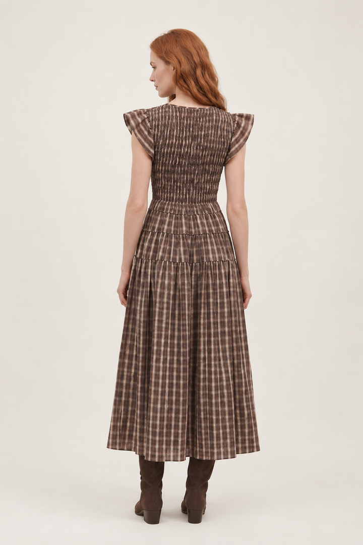 Hailey Brown Gingham Dress