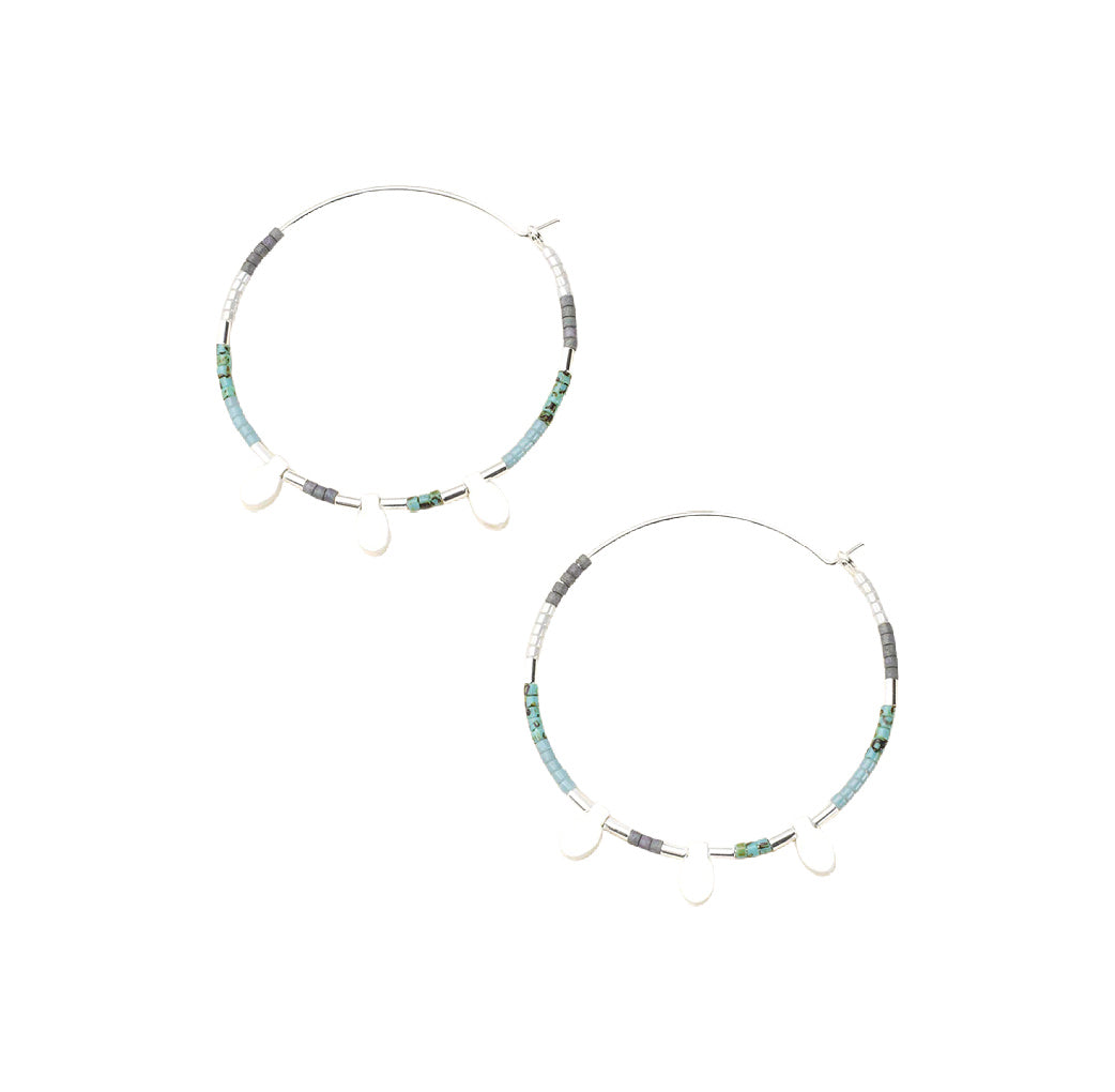Chromacolor Miyuki Large Hoop - Turquoise Multi/Silver