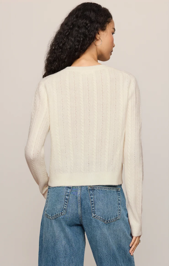 Medina Pointelle Cardigan-Cloud