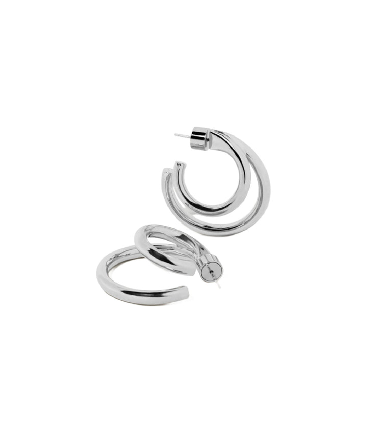 SS-Modern Double Hoop Silver