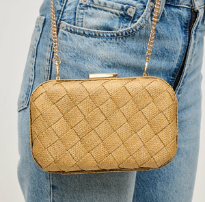Addie Woven Straw Clutch Natural